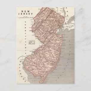 Postale Carte vintage du New Jersey (1845)