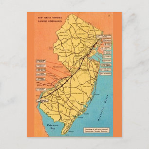 Postale Carte vintage du New Jersey Turnpike