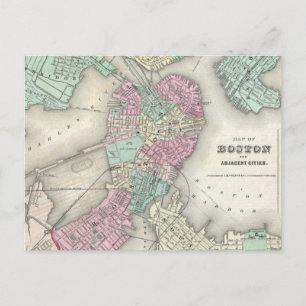 Postale Carte vintage du port de Boston (1857)