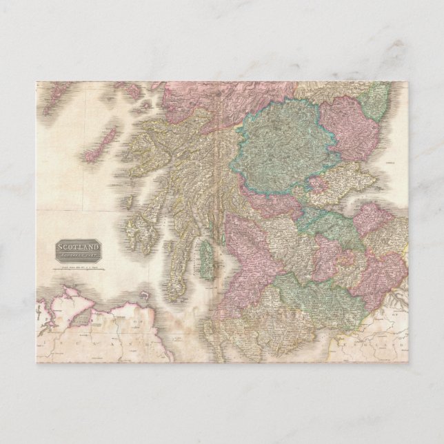 Postale Carte vintage du sud de l'Écosse (1818) (Devant)