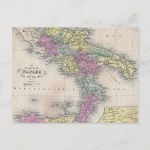 Postale Carte vintage du sud de l'Italie (1853)