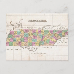 Postale Carte vintage du Tennessee (1827)