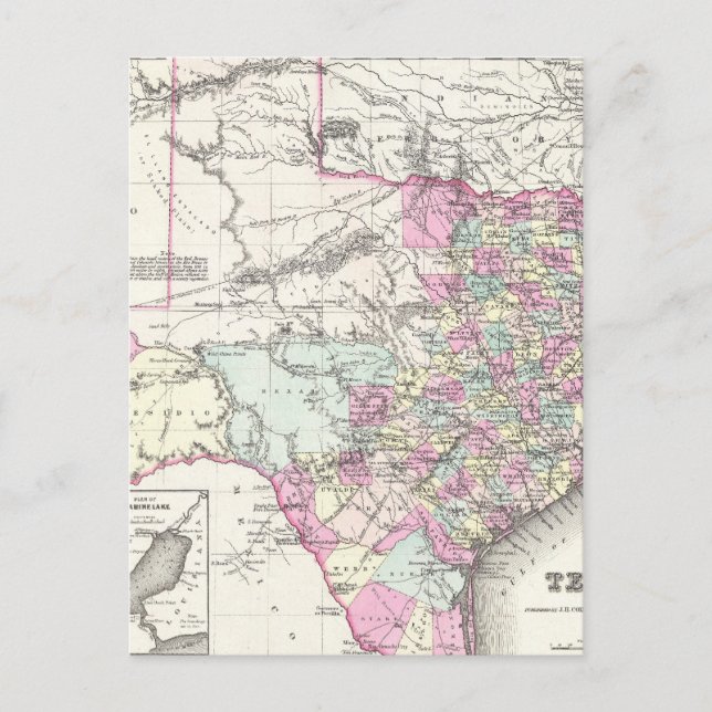 Postale Carte vintage du Texas (1855) (Devant)