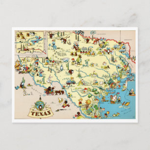 Postale Carte Vintage du Texas Funny