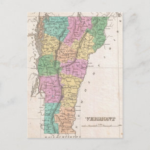 Postale Carte vintage du Vermont (1827)