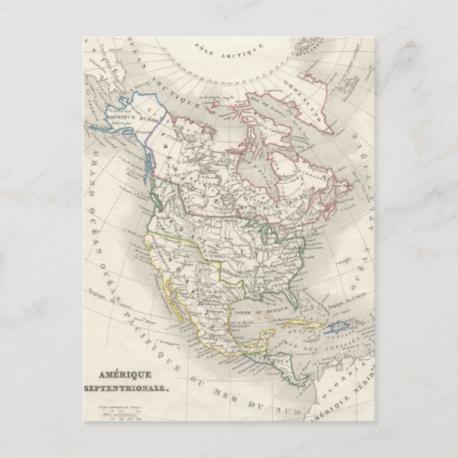 Postale Carte vintage du vieux monde - Les Amériques (Devant)