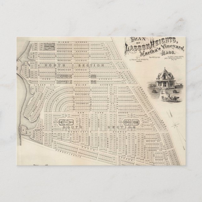 Postale Carte vintage du vignoble de Marthas (1873) (Devant)