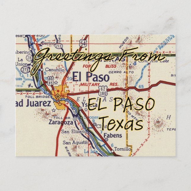 Postale Carte Vintage El Paso TX (Devant)