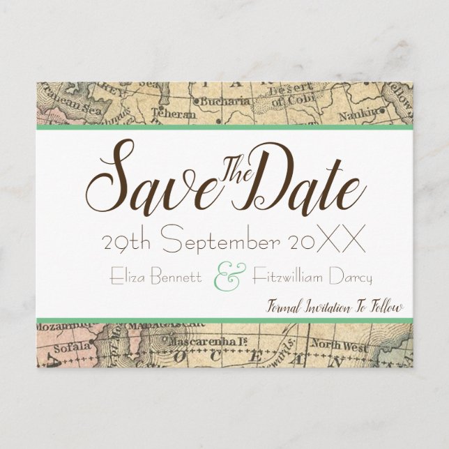 Postale Carte vintage Enregistrer la date (Devant)