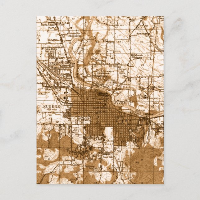 Postale Carte Vintage Eugene Oregon (Devant)