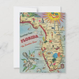 Postale Carte vintage Floride Déplacement / Déplacement Ca