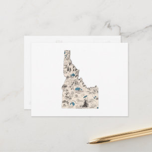 Postale Carte Vintage Idaho Carte de l'état antique