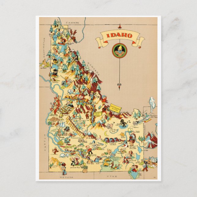 Postale Carte Vintage Idaho Funny (Devant)