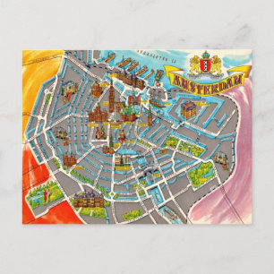 Postale Carte vintage illustrée Amsterdam