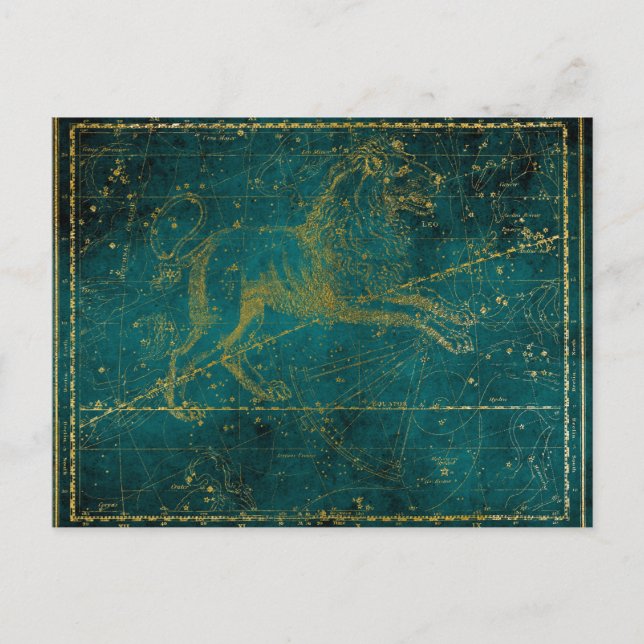 Postale Carte vintage illustrée Green & Gold Lion Star (Devant)