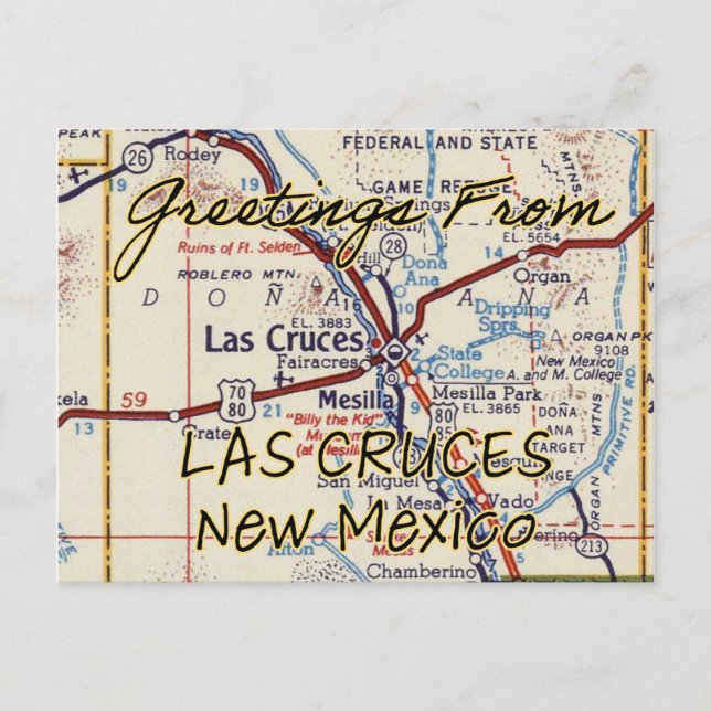 Postale Carte Vintage Las Cruces NM (Devant)