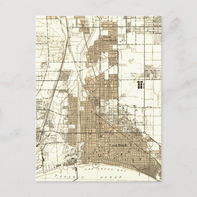 Postale Carte Vintage Long Beach California (Devant)