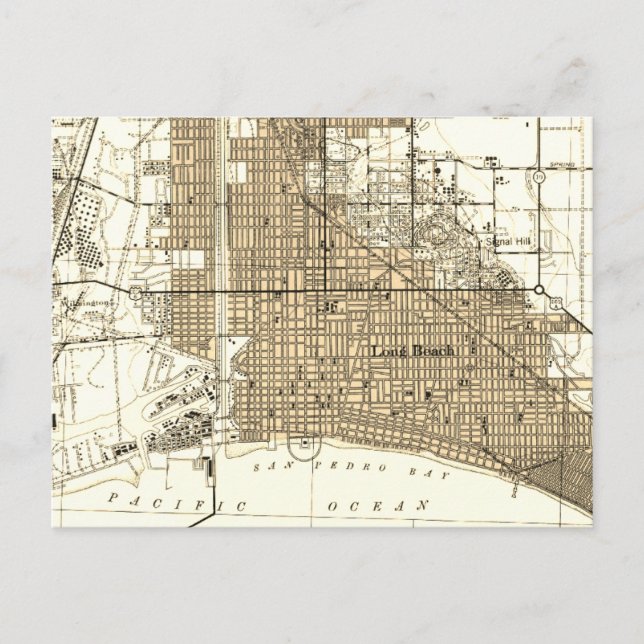 Postale Carte Vintage Long Beach California (Devant)