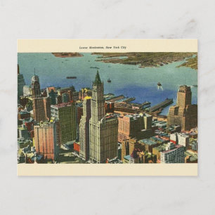 Postale Carte vintage Lower Manhattan Travel Post