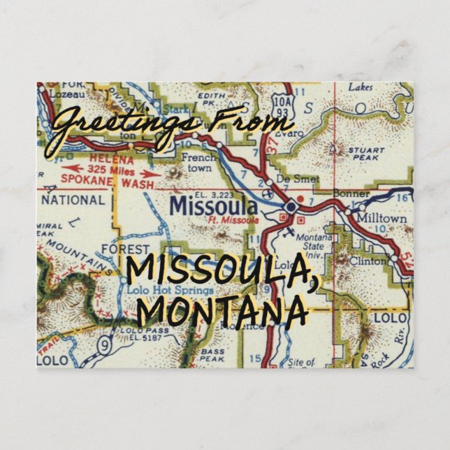 Postale Carte Vintage Missoula MT (Devant)