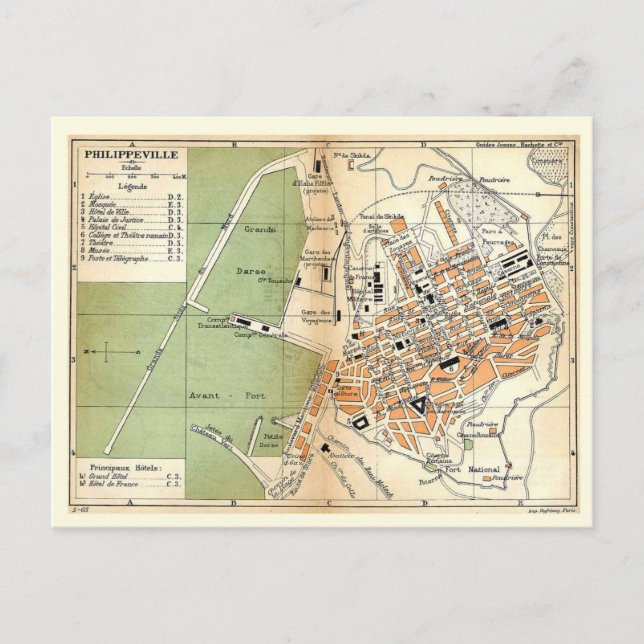 Postale Carte vintage, Philippeville, Algérie, 1903 (Devant)