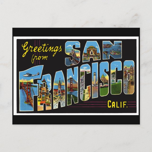 Postale Carte Vintage San Francisco (Devant)