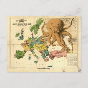 Postale Carte vintage Serio Comic War Map Pour L'Année 187