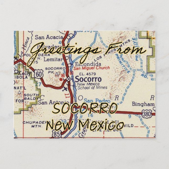 Postale Carte Vintage Socorro NM (Devant)