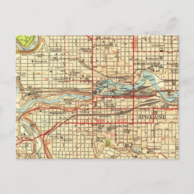 Postale Carte Vintage Spokane Washington Gonzaga (Devant)