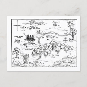 Postale Carte vintage Style Bois de 100 acres