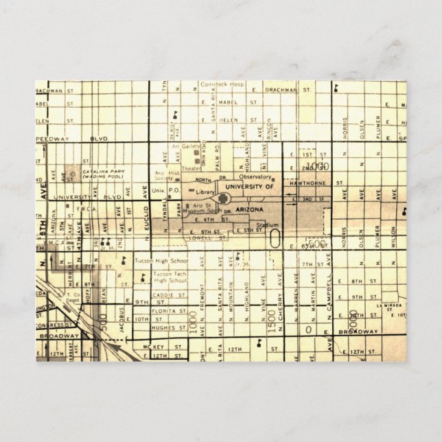 Postale Carte Vintage Tucson, AZ (Devant)