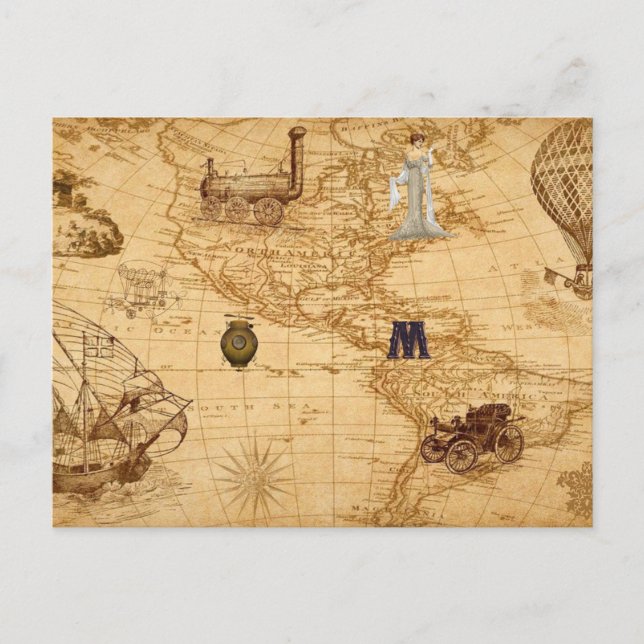 Postale Carte vintage Vieux Monde Steampunk (Devant)