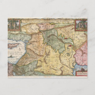 Postale Carte Visscher de la Terre Sainte 1657