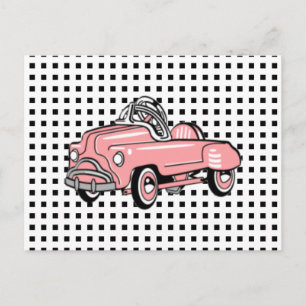 Postale Carte VOITURE PINK VINTAGE personnalisée