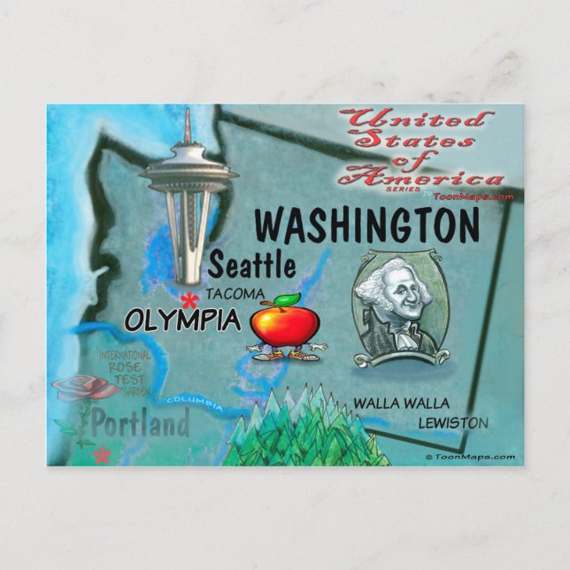 Postale Carte Washington USA (Devant)
