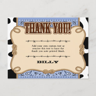 Postale Carte Western Thank You