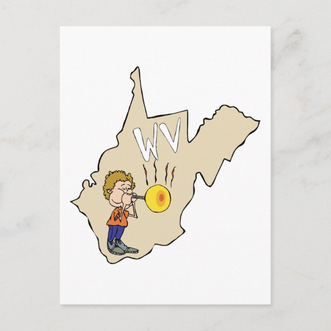 Postale Carte WV de Virginie-Occidentale avec un dessin au (Devant)