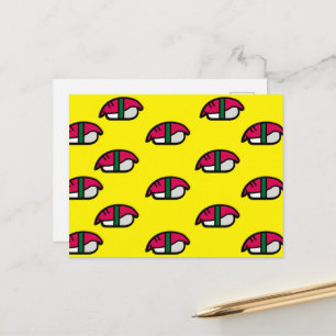 Postale Carton Kawaii Sushi, Riz de Poisson et Carte posta