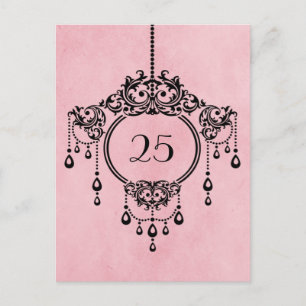 Postale Chandelier rose Vintage Numéro de la table Carte p