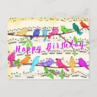 Chanson d'oiseau coloré Musical Bonne carte d'anni