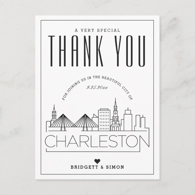 Postale Charleston Mariage | Merci de venir ! Carte postal (Devant)