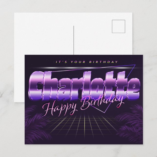 Postale Charlotte Nom Prénom Anniversaire de la carte post (Devant / Derrière)