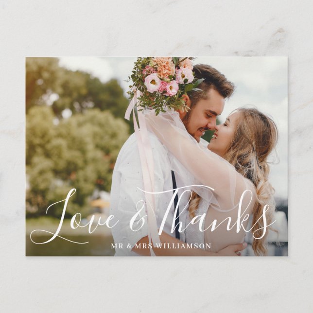 Postale charmant script | carte photo Merci mariage (Devant)