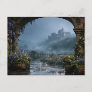 Postale Château à Terrasse Voûtée Brouillard Matinal Carte