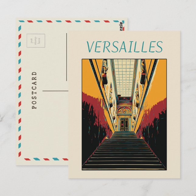 Postale Château de Versailles illustration France Carte po (Devant / Derrière)