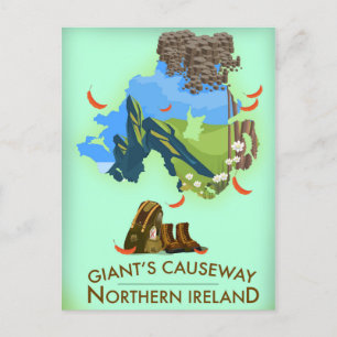 Postale Chaussée des Géants Carte Irlande du Nord Affiche