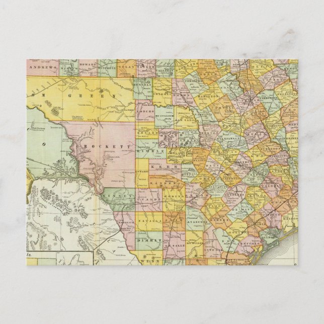 Postale Chemin De Fer Rand McNally Et Carte Du Comté Du Te (Devant)