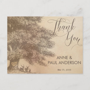 Postale Chêne avec Carte de remerciements de cerfs