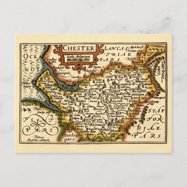 Postale Cheshire (Chester) Comté Angleterre Carte Antiquai (Devant)
