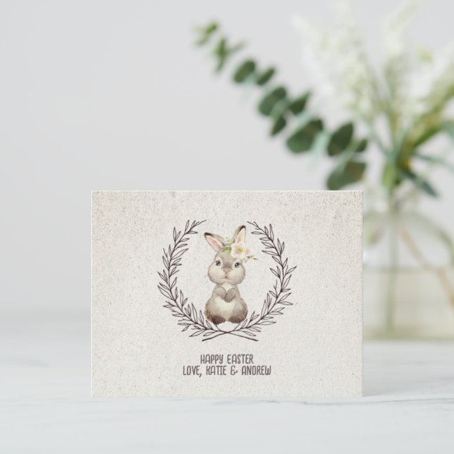 Postale Cheval de printemps avec cette carte lapin de Pâqu (Debout devant)